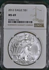 New Listing2012 $1 1-oz American Silver Eagle NGC MS69 Brown Label  NSG Valued at $99