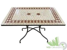 TAVOLO RETTANGOLARE DA ESTERNO MOSAICO 120X80XH75 CM ACCIAIO MARRONE PIETRA