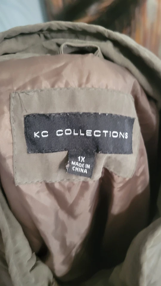 KC Collections Women’s Quilted Jacket Coat Size 1X Olive Green Full Zip Snap... - Image 4 of 4