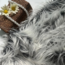 Bianna Frosty Gray Faux Fur Fabric Gray Frost Dark Gray Roots & Whitish Tips