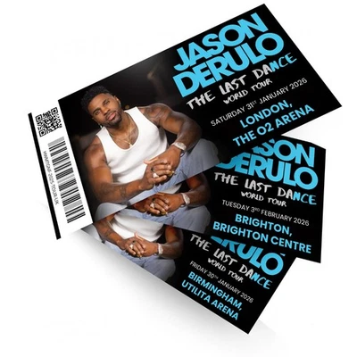 Jason Derulo Music Concert Tour 2026 Personalised Mock Ticket Gift Reveal