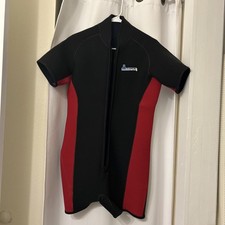 Red and Black Neoprene Full Zip Shorty Wetsuit Spring Suit Unisex Size XL