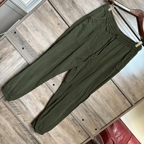 Victoria's Secret PINK L Green Jogger Pants Preppy Artsy Professional Coastal