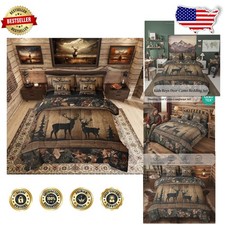 Rustic Full Bedding 7pc Comforter Set, Camo Deer, 400TC Polyester, All Seasons