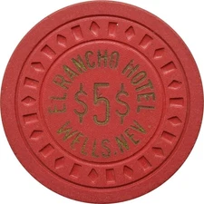 El Rancho Hotel Casino $5 Chip Wells Nevada 1966