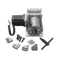 CNC Engraving Machine Rotation Rotary A 4th Axis Gearbox 4 Jaw 80mm Chuck 20:1