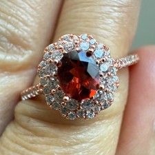 925 Sterling Silver Ring 5x4mm Natural Garnet Gemstone Zircon Flower Women Gift