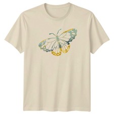 Elegant Gold Teal Butterfly T-Shirt Abstract Art Nature Birthday Gift For Him