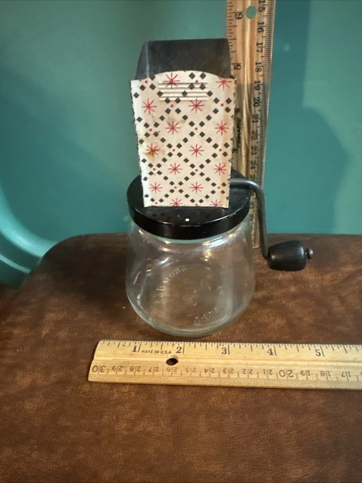 Vintage Androck #49 Nut Spice Hand Crank Grinder Chopper with Glass Base USA
