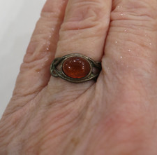 Vintage Sterling 925 Baltic Amber Cabochon Ring Oval Vintage Sz 6.5