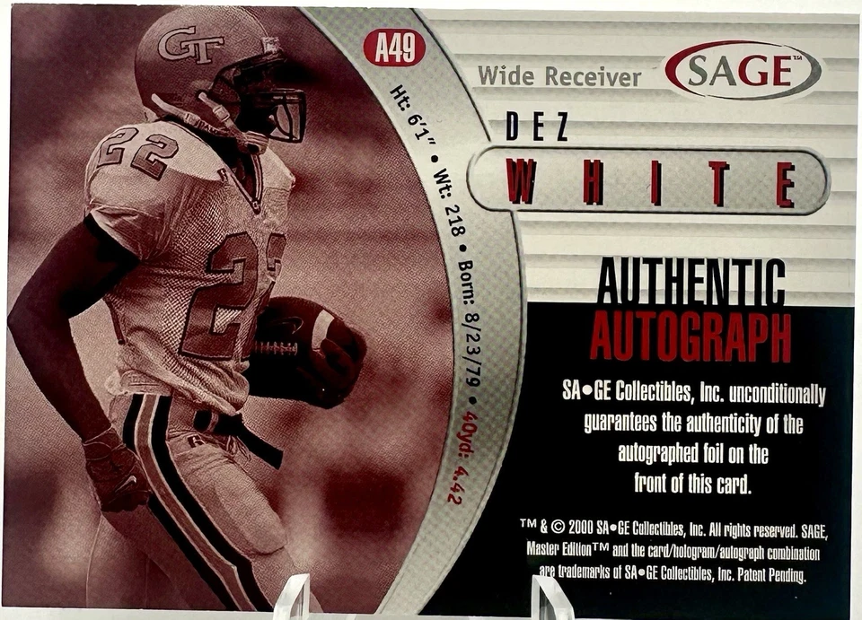 2000 Sage - Autographs Dez White #A49 /400 (AU, RC) - Image 2 of 2