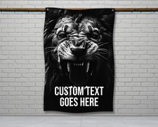 Custom Lion Gym Flag - Motivational Wall Decor for Home Garage Gym