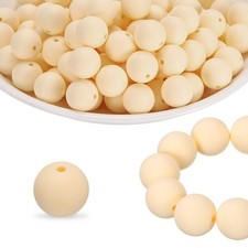 40Pcs Silicone Beads 15mm Silicone Beads Bulk for Pens Loose Round Light Yellow