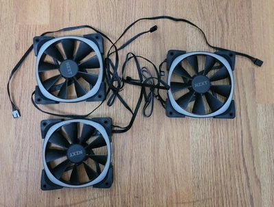 Lot Of 3 NZXT AER RGB 2 120mm Fans hf-28120-fp - Image 1 of 4