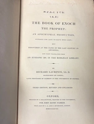 "Book of Enoch Prophet 1838 Laurence Ethiopic Translation Oxford Antiquarian" - Image 1 of 4