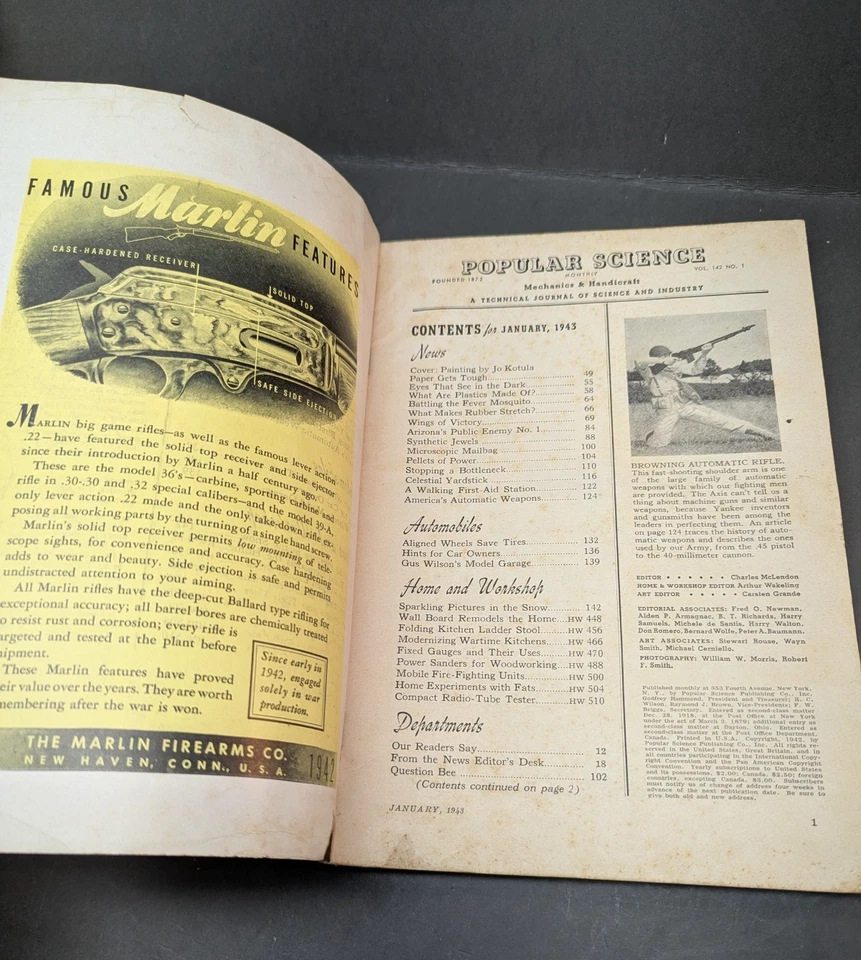 Vintage Popular Science Magazine January 1943 WWII Illustrated Cover Softcover - Image 4 of 4