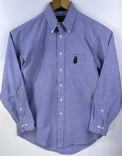 Hathaway Golf Oxford Blue Button-Down Cotton Poly Made in USA 15 1/2 32/33