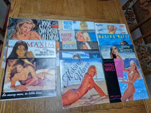 12 VTG Swimsuit Lingerie Calendars 1995-2007 Sports Illus-Making Waves-Maxim