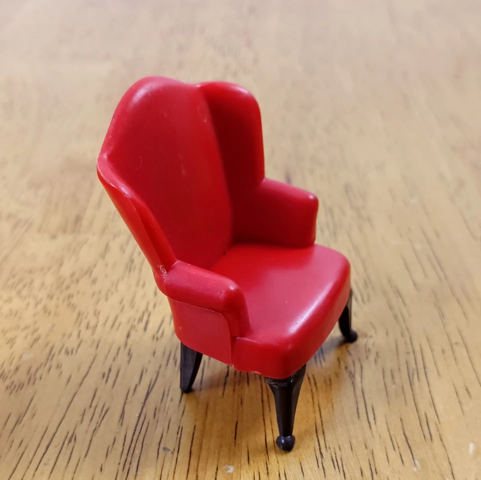 Silla de colección Louis Marx Little Hostess Red Brazo Silla con respaldo de ala Silla Club Foto 2 de 4