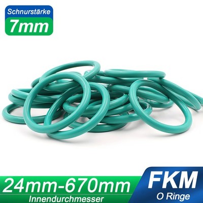 Schnurstärke 7mm O Ring Innen 24mm-670mm O-Ringe FKM 70 Grün Dichtung Dichtring