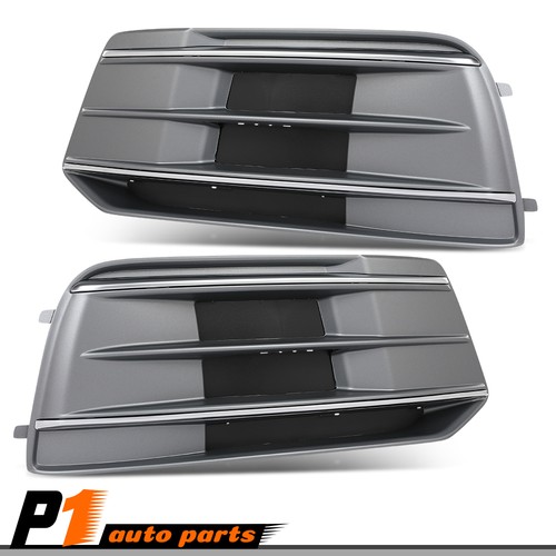 2PCS Front Bumper Cover Grille Bezel Insert Fits Audi Q5 2018-2022 Black Chrome
