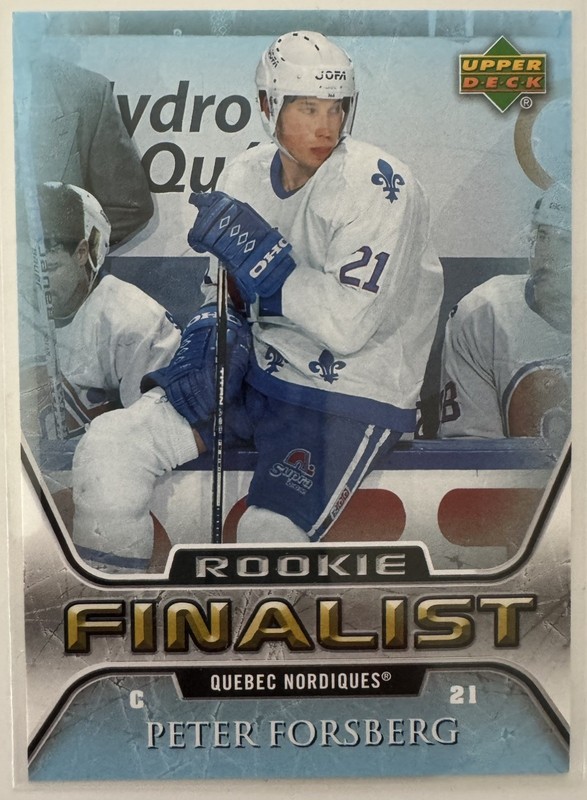 2005/06 UD Quebec Nordiques Peter Forsberg Rookie Finalist #87