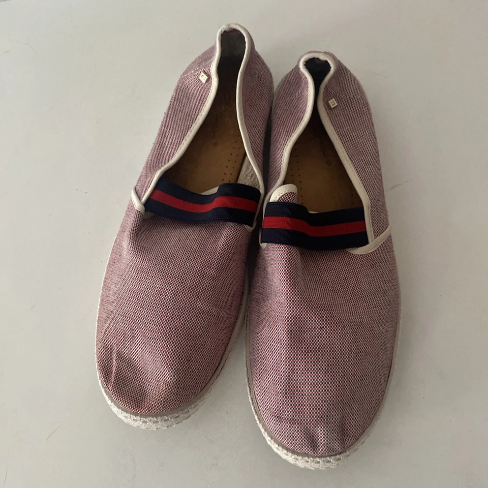 Rivieras College Rojo Azul Clásico Mocasines Zapatos Sin Cordones Lona Talla 43 Foto 2 de 4