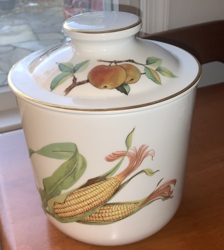 Royal Worcester EVESHAM Gold England Canister Seal Tight Lid 9" Tall