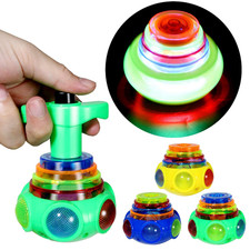 Proloso 12 Pack Led Spinning Tops Peg Top Light Up Music Spin Toys Glow In The