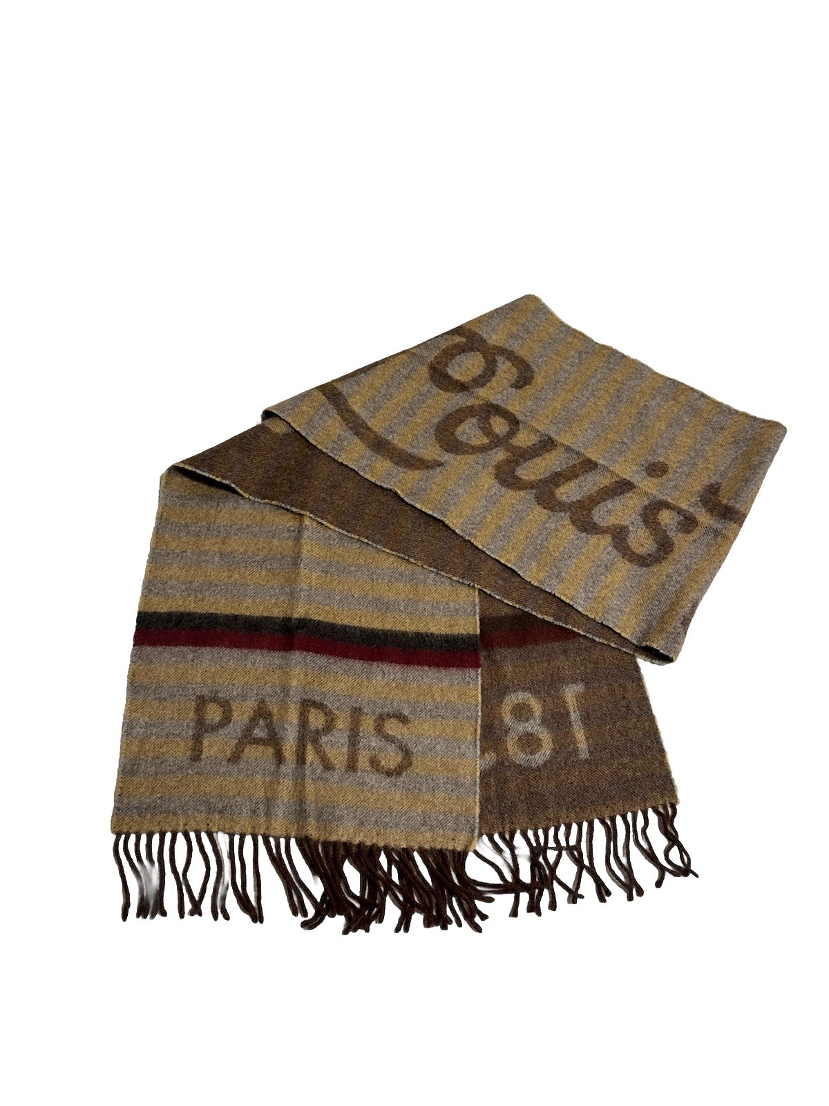 Authentic Louis Vuitton Oversized Logo Wool Scarf.