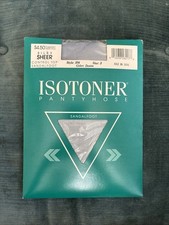 Vintage Isotoner Pantyhose Style 504 Size 3 Denim Sandalfoot Silky Sheer Control
