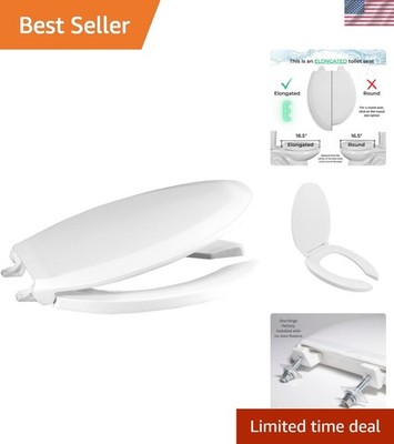 Durable Elongated Toilet Seat with Self-Sustaining Hinge - Heavy Duty Commercial