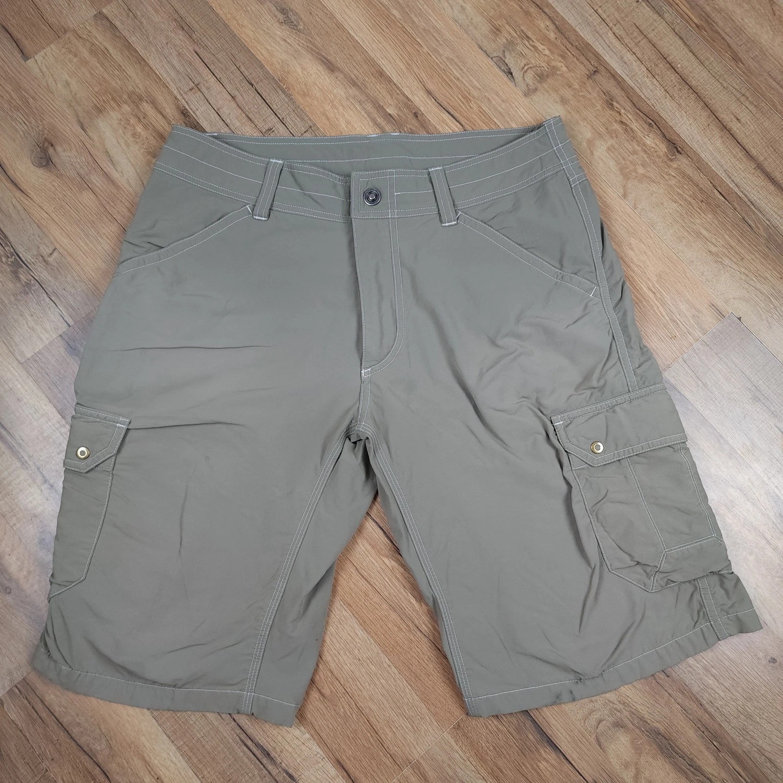 Kuhl Renegade Shorts Mens 33 Gray Nylon Spandex Cargo Hiking Outdoor Pockets
