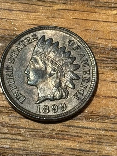 1899 Indian Head Cent Penny, Some Red And Luster, BU!! Nice Toning. Good Start$$