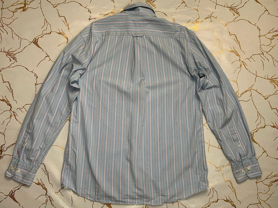 Camisa GANT Hombres Azul Rosa Rayas Abotonada Mangas Largas Talla Mediana Grande Foto 4 de 4
