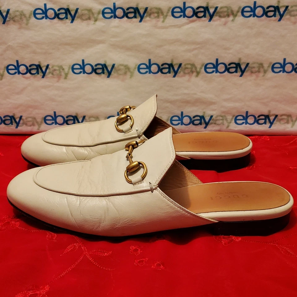✅️⭐️ Zapatilla Gucci Princetown Cuero Horsebit Mules Mystic Para Mujer EE. UU.☆ Talla 5.5