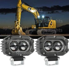 Pair 4'' inch 50W LED Spot work Lights Fit Caterpillar Construction Equipment