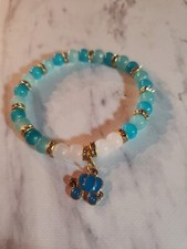 Beautiful Handmade Cinderella Carriage Bracelet Charm Beaded Bracelet Blue Gold