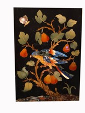 Piano Da Tavolo In Marmo 18" X 12" Arte In Intarsio Pietra Dura Lavorato A Mano