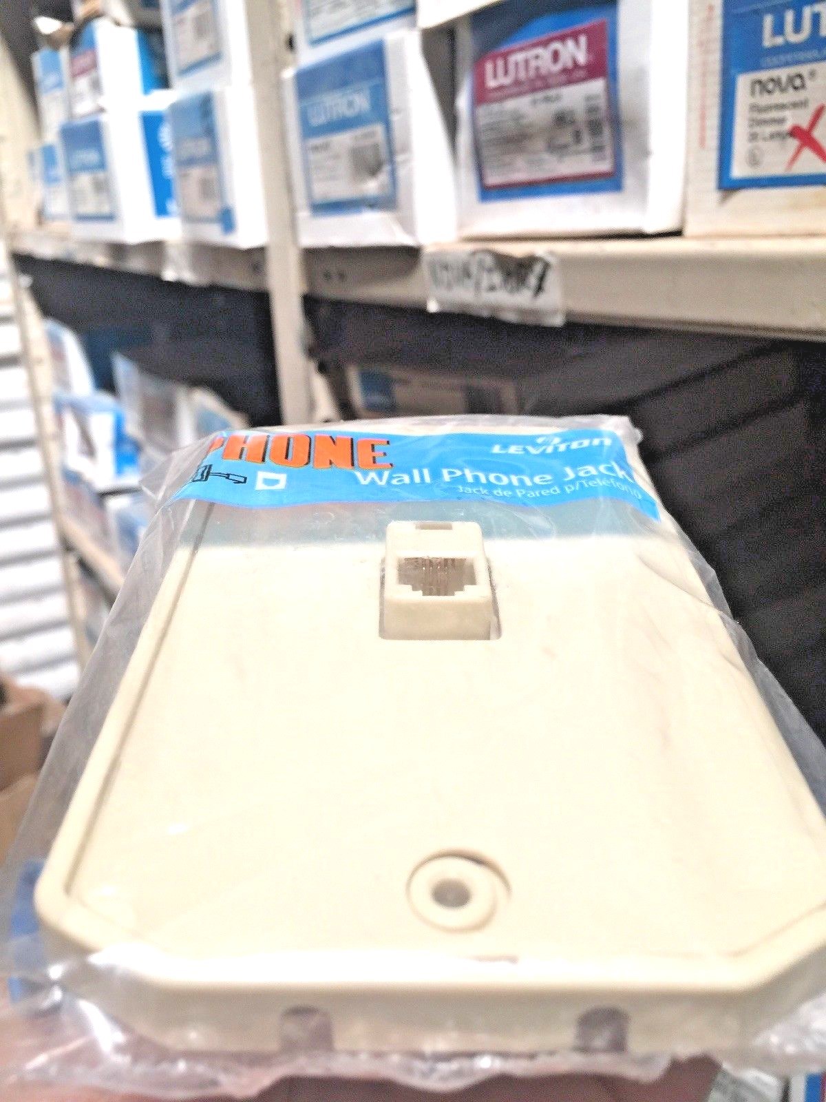 3+Leviton+Ivory+Wall+Phone+Mounting+Plate+Telephone+Jacks+C0253i for