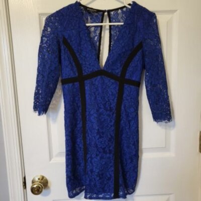 BeBe, Size 4, Cobalt Blue, Lace Mini Dress | eBay