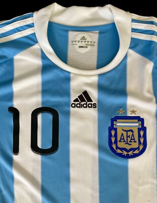 2010 Argentina Home Jersey #10 Messi XL Adidas World Cup Soccer