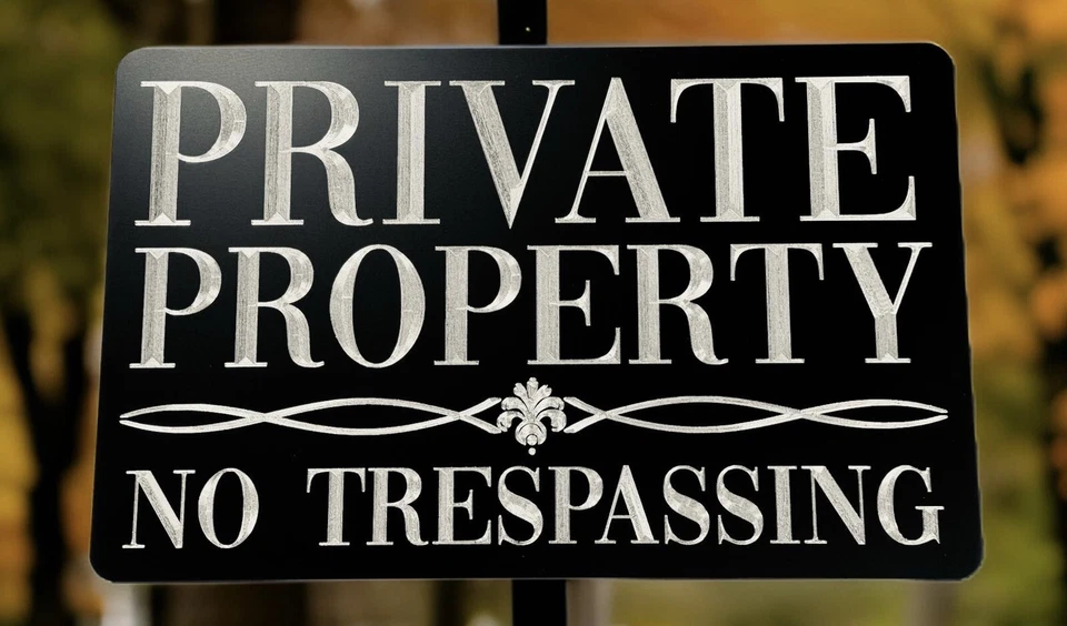 私人财产无侵入 14x9.5 码标志牌钻石蚀刻金属 — 第 2/4 张图片