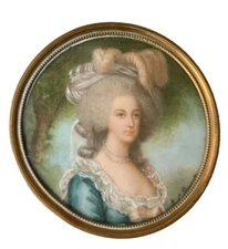 PORTRAIT OF THE QUEEN MARIE ANTOINETTE - 19th SIGNED -  MINIATURE HAND PAINTED