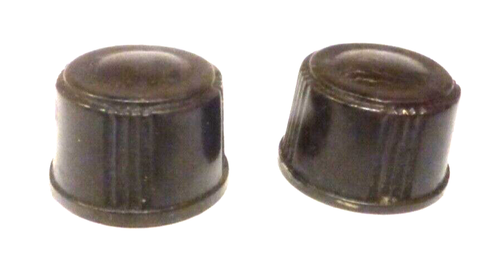 vintage RCA 9TX21 TABLETOP: Set of 2 MINI BAKELITE push-on KNOBS. 5/8" diam. - Picture 2 of 3