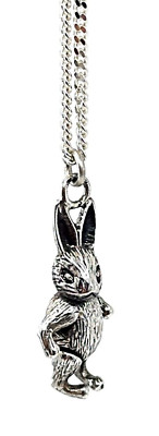 Beweglicher Hase Anhänger an 18'' Kette gepunzt Sterlingsilber