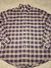 Brooks Brothers Shirt Mens Large Blue Nuetral Plaid 1818 Regent Supima Cotton
