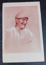 vtg postcard art Jean Scherbeck Tetes Basques No 8 laughing man unposted