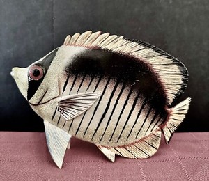 Vintage Wooden Hand Painted Fish Figurine 8x6x2" Decor