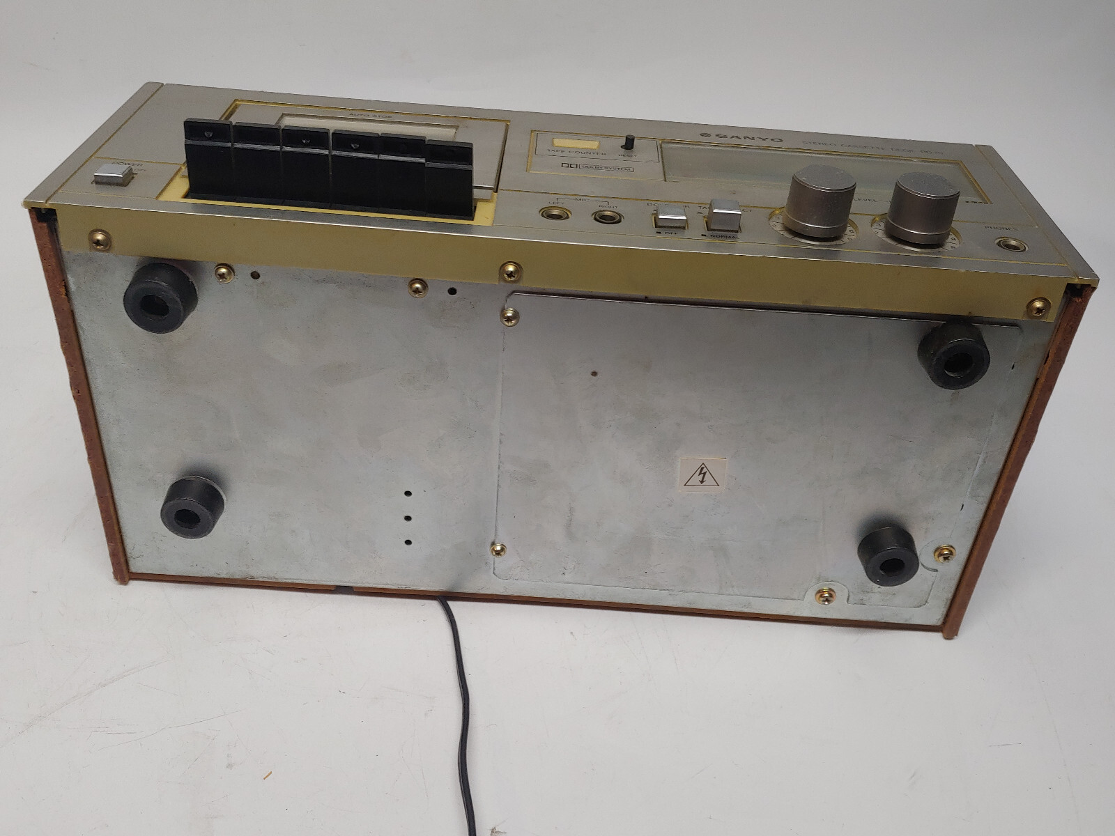 Vintage Sanyo RD10 Stereo Cassette Deck Silver and Woodgrain For